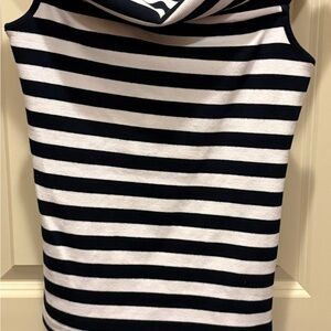 Banana Republic Navy and White Striped off the shoulder top
